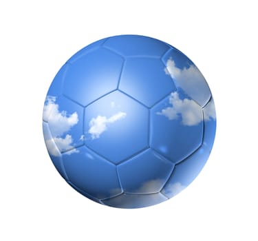 3D Sky on a soccer football ball - isolated on white with clipping path
