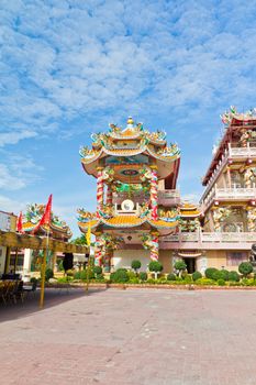 Chinese Shrine, a beautiful Chinese temple, a dragon statue. Chonburi. Eastern part of Thailand.