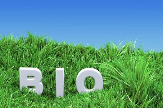 bio logo on 3d green grass