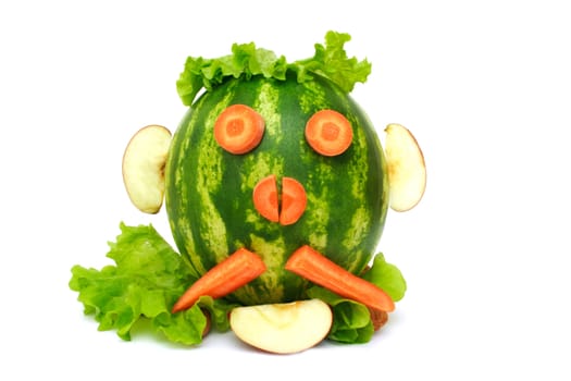water melon funny head isolated on white