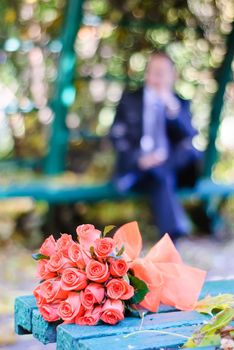 bridal bouquet of red roses