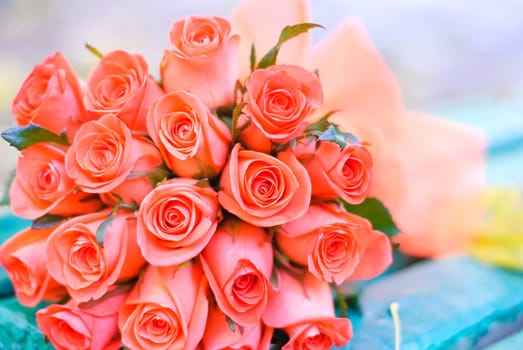 bridal bouquet of red roses