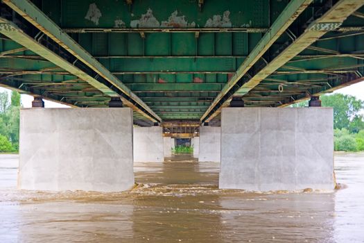 Flooded Vistula river,  Warsaw,  Poland