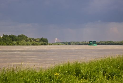 Flooded Vistula river,  Warsaw,  Poland