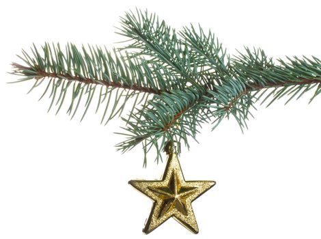 close-up christmas tree decoration, isolated on white