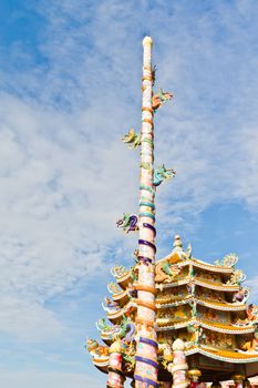 Chinese Shrine, a beautiful Chinese temple, a dragon statue. Chonburi. Eastern part of Thailand.