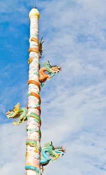 Chinese Shrine, a beautiful Chinese temple, a dragon statue. Chonburi. Eastern part of Thailand.