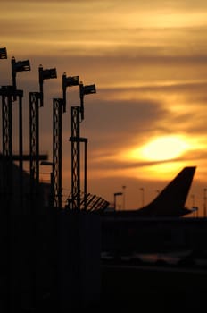 Sunset in an airport