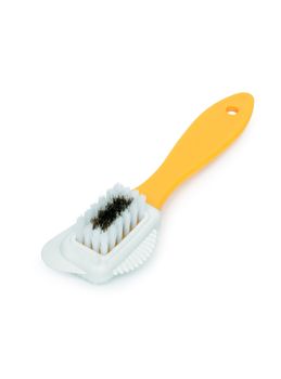 Modern plastic shoe brush isolated on white background