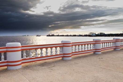 Bridge pier at the seaside.