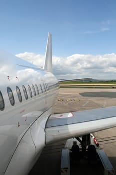 plane parked at the airport