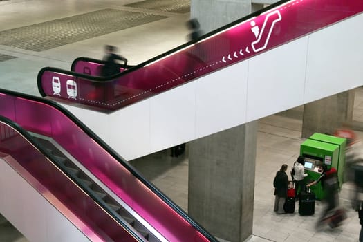 moving staircase in international airport