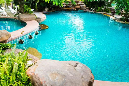 Swimming pool in the seaside resort.