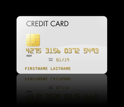 White credit card isolated on black with clipping path