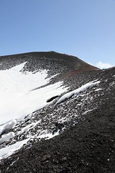 detail of volcano mount Etna crater in Sicily, Italy