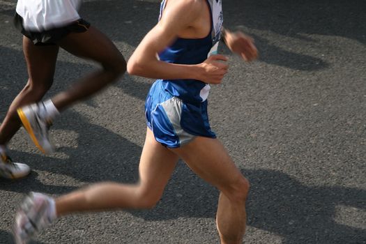 two athletes racing a marathon