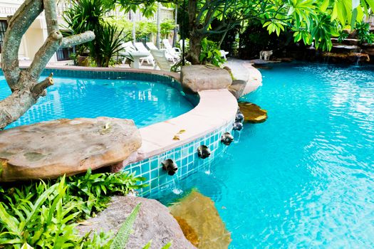 Swimming pool in the seaside resort.