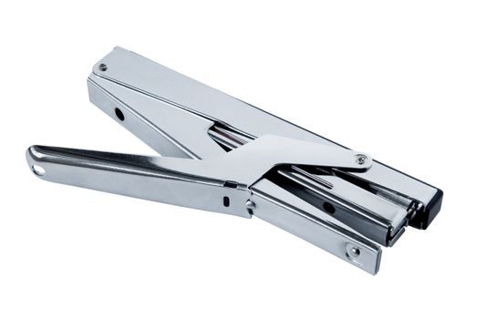 steel stapler on white background