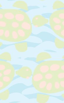 Turtles swimming through water in a seamless background pattern
