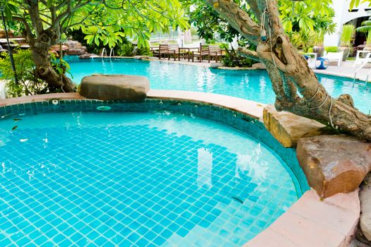 Swimming pool in the seaside resort.