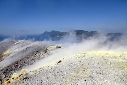 Vulcano volcano crater in Aeolian Islands, Sicily, Italy