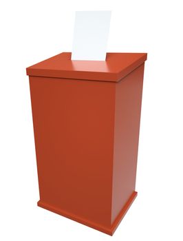 Red ballot box. 3D render.
