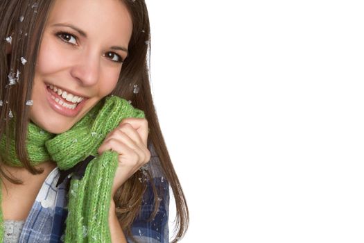 Beautiful winter woman wearing scarf