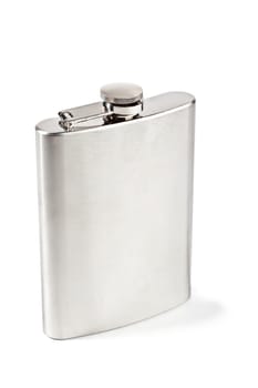 Stainless hip flask isolated on white background