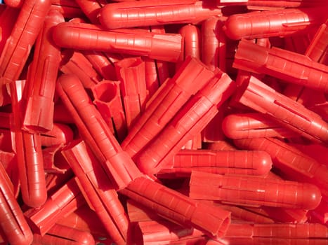 Red plastic wall plugs
