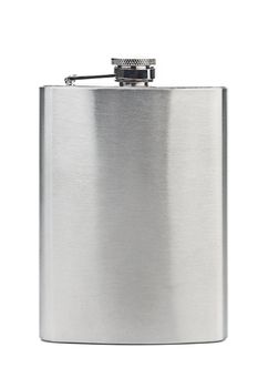 Stainless hip flask isolated on white background