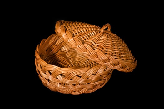 Empty rattan bread plate Isolated on black background