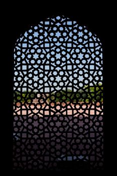 Marble carved screen window at Humayun's Tomb, Delhi, India