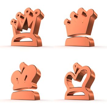 four different crown symbol designs in bronze