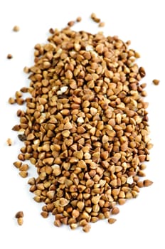 Buckwheat seeds closeup isolated on white background