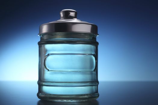 stock image a jar on the blue background