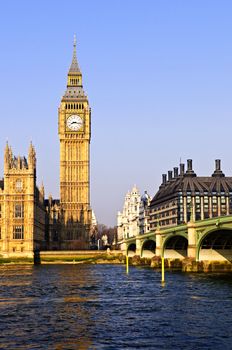 Big Ben and Westminster Bridge in London