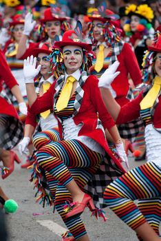 OVAR, PORTUGAL - MARCH 8: Group 'Palhacinhas'  during the Carnival Parade on March 8, 2011 in Ovar, Portugal.