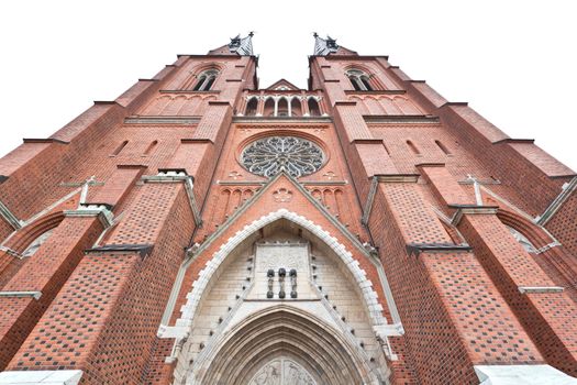 The famous Uppsala cathedral in Uppsala Sweden 
