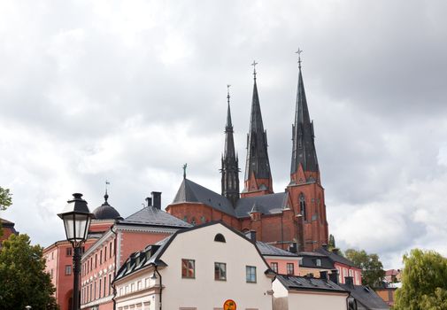 The famous Uppsala cathedral in Uppsala Sweden 
