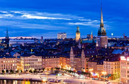 Night scene of the Stockholm City at top of Katarina elevator