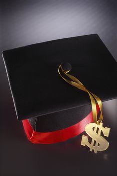 stock image of the mortar board and dollar sign