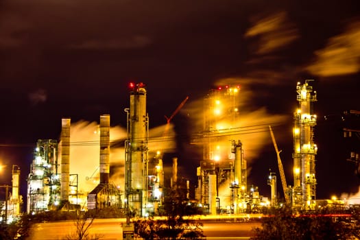 A factory in full operation during the night in Regina, Canada