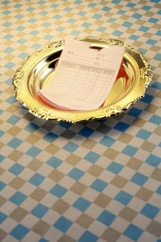 stock image of the receipt on plate