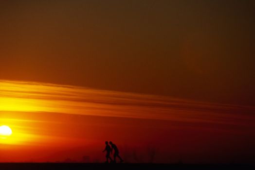 Roller skating at sunset