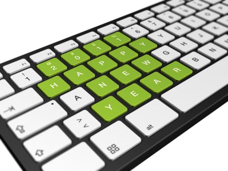 New year 2011 message on a computer keyboard, 3d illustration isolated on white