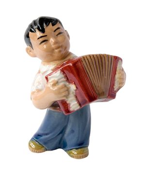 chinese ceramic statuette representing accordion player