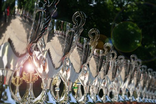 chromium-plated trophy cups outdoor