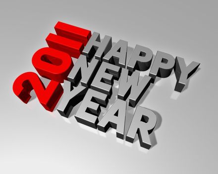 three dimensional 2011 happy new year message