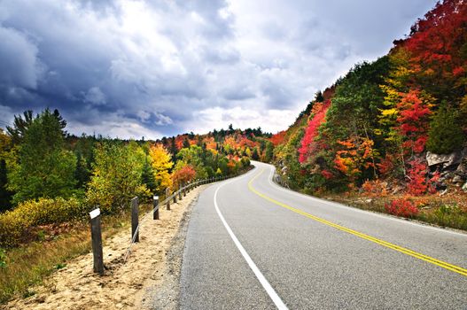 Fall scenic highway in northern Ontario, Canada