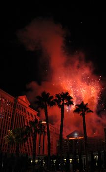 USA, LAS VEGAS, 01 JANUARY 2011: the Meeting of New 2011 in Las Vegase. Street celebrations. Salute. Fireworks.